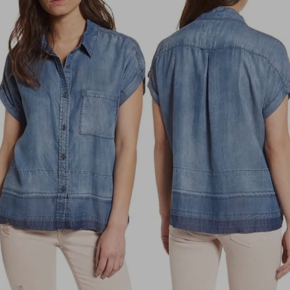 Rails Tops - Rails Courtney Released Hem Dark Vintage Wash denim Shirt Womens Small Oversized